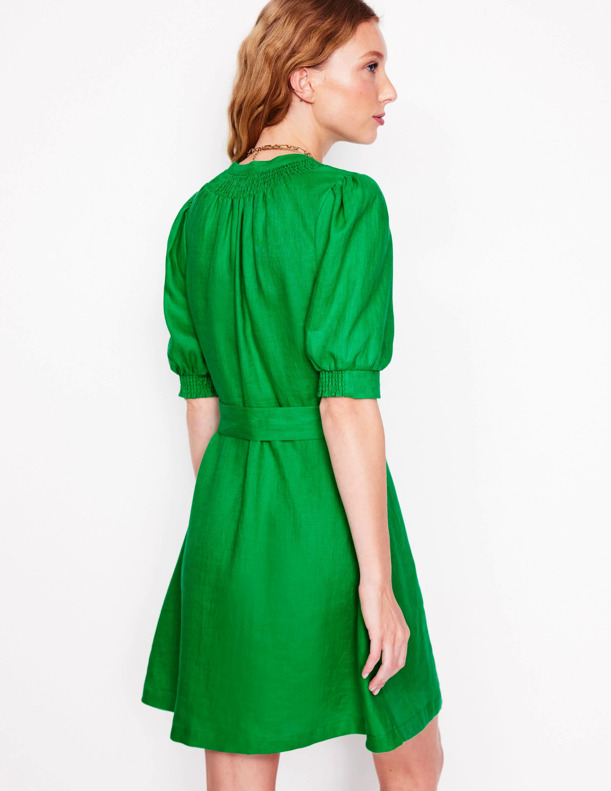 Ada Linen Short Dress-Sapling Green Ada Linen Short Dress-Sapling Green