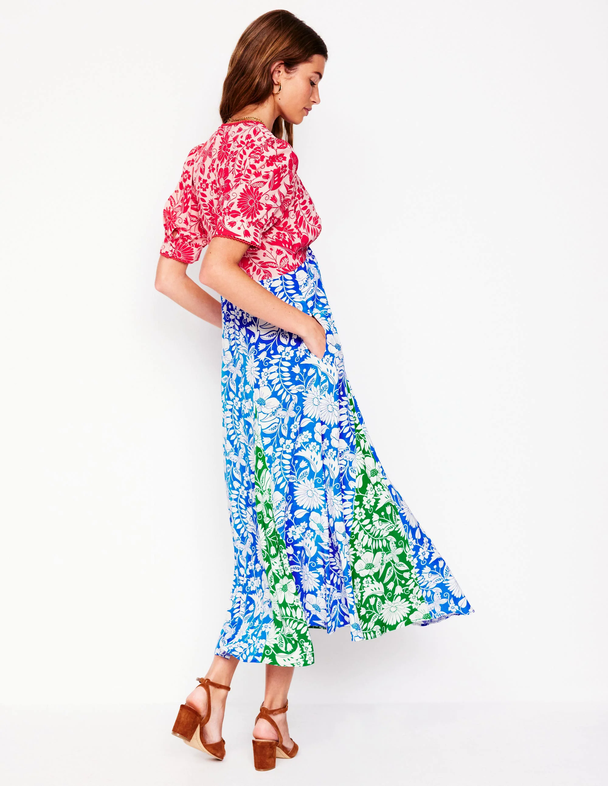 Rosie Godet Tea Dress-Multi, Wildflower Trail Rosie Godet Tea Dress-Multi, Wildflower Trail