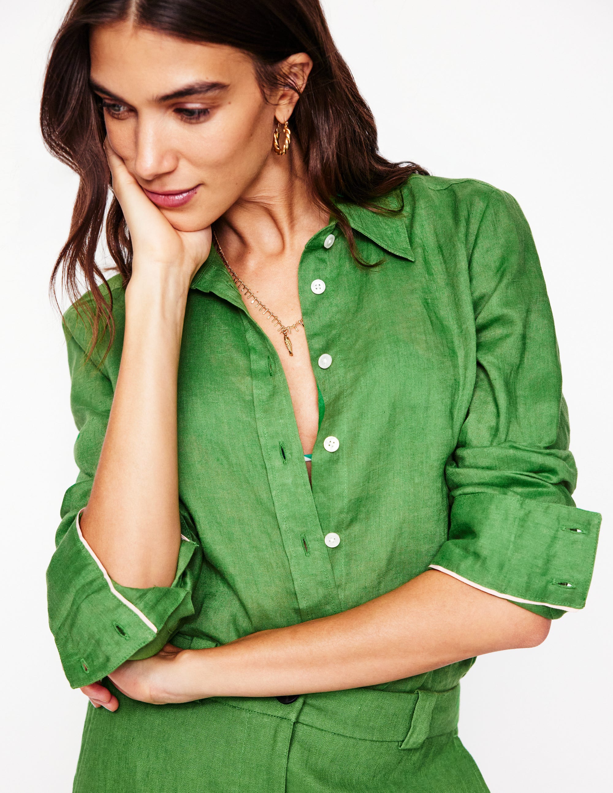Sienna Linen Shirt-Paradise Green Sienna Linen Shirt-Paradise Green
