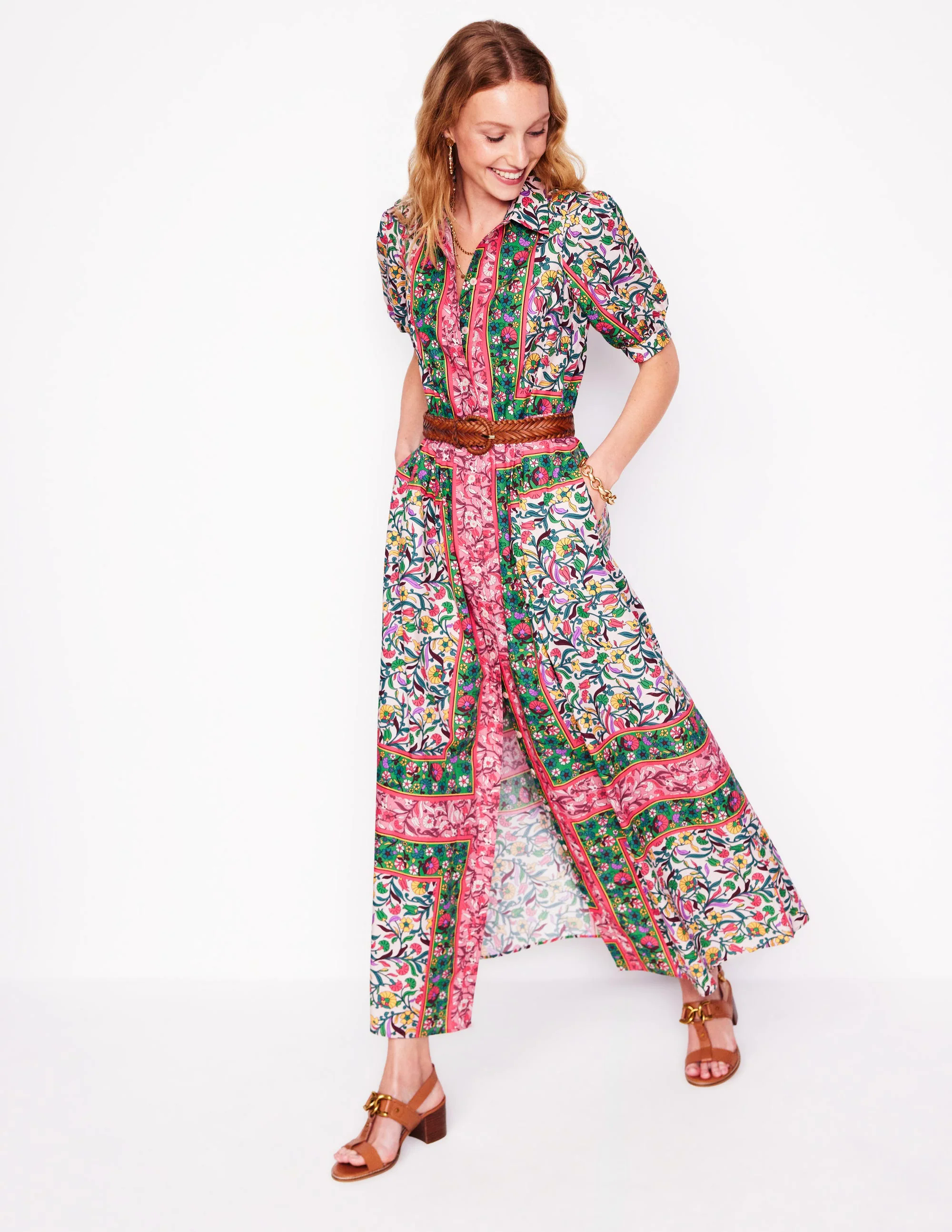 Alexa Maxi Shirt Dress-Multi, Enchanting Vine Alexa Maxi Shirt Dress-Multi, Enchanting Vine