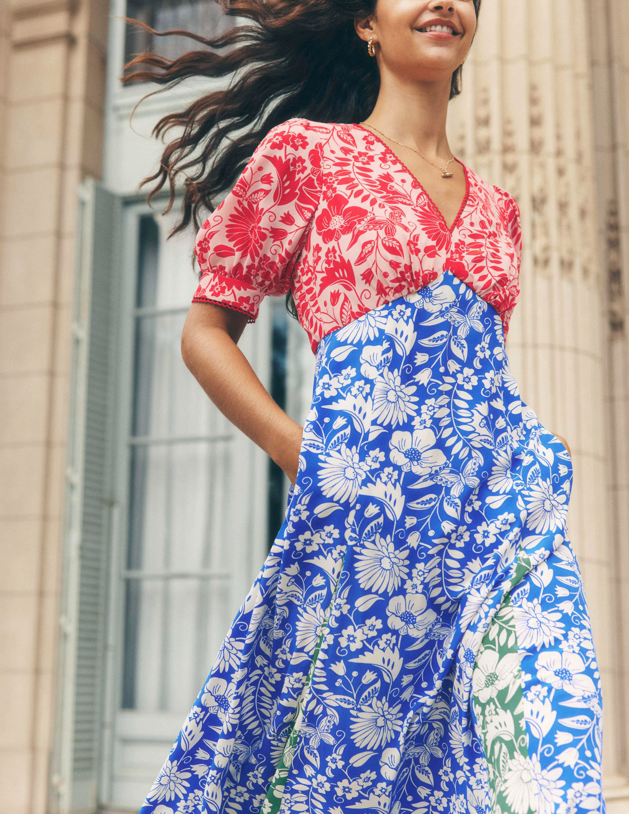 Rosie Godet Tea Dress-Multi, Wildflower Trail Rosie Godet Tea Dress-Multi, Wildflower Trail