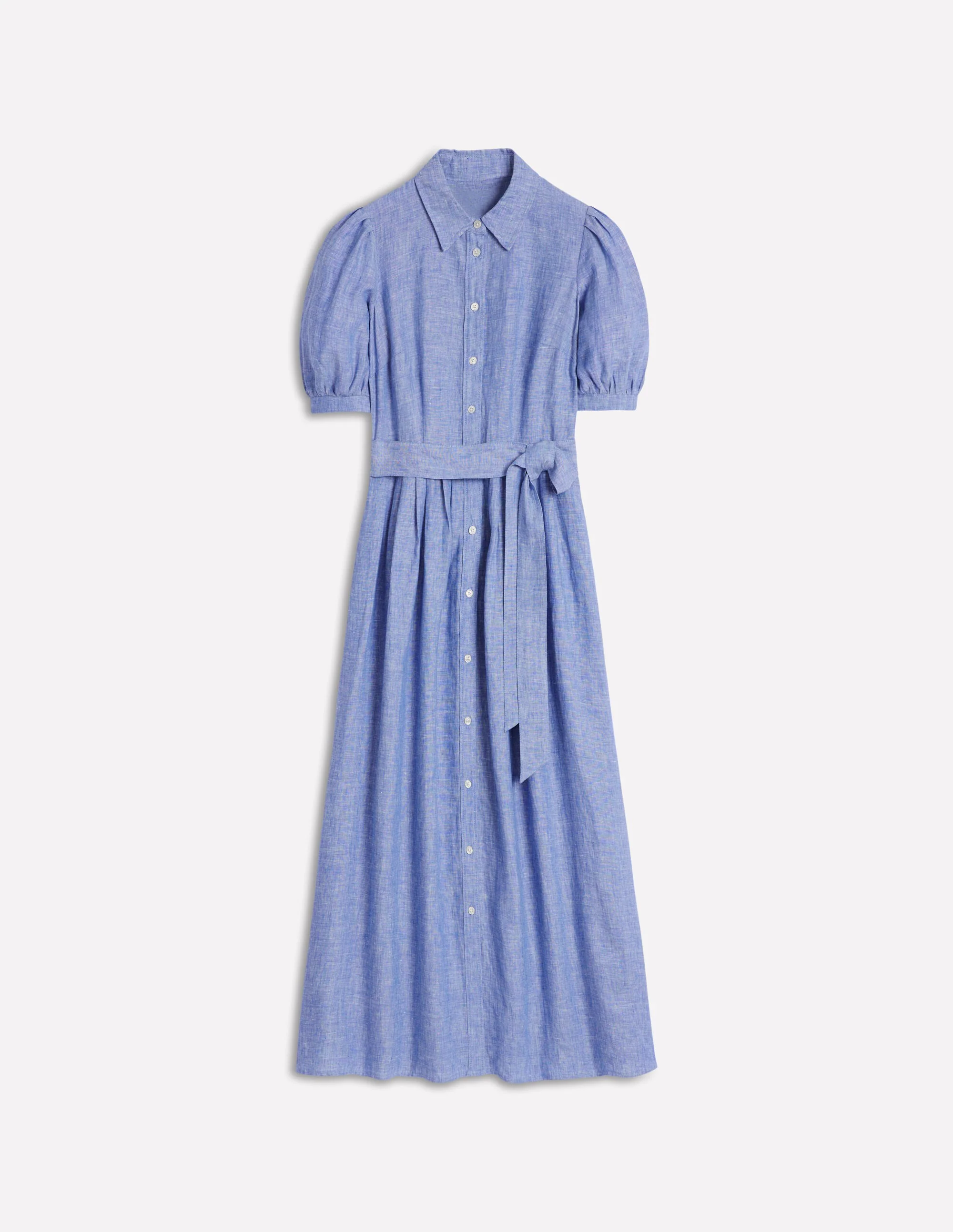 Alexa Linen Maxi Shirt Dress-Grey Blue Chambray Alexa Linen Maxi Shirt Dress-Grey Blue Chambray