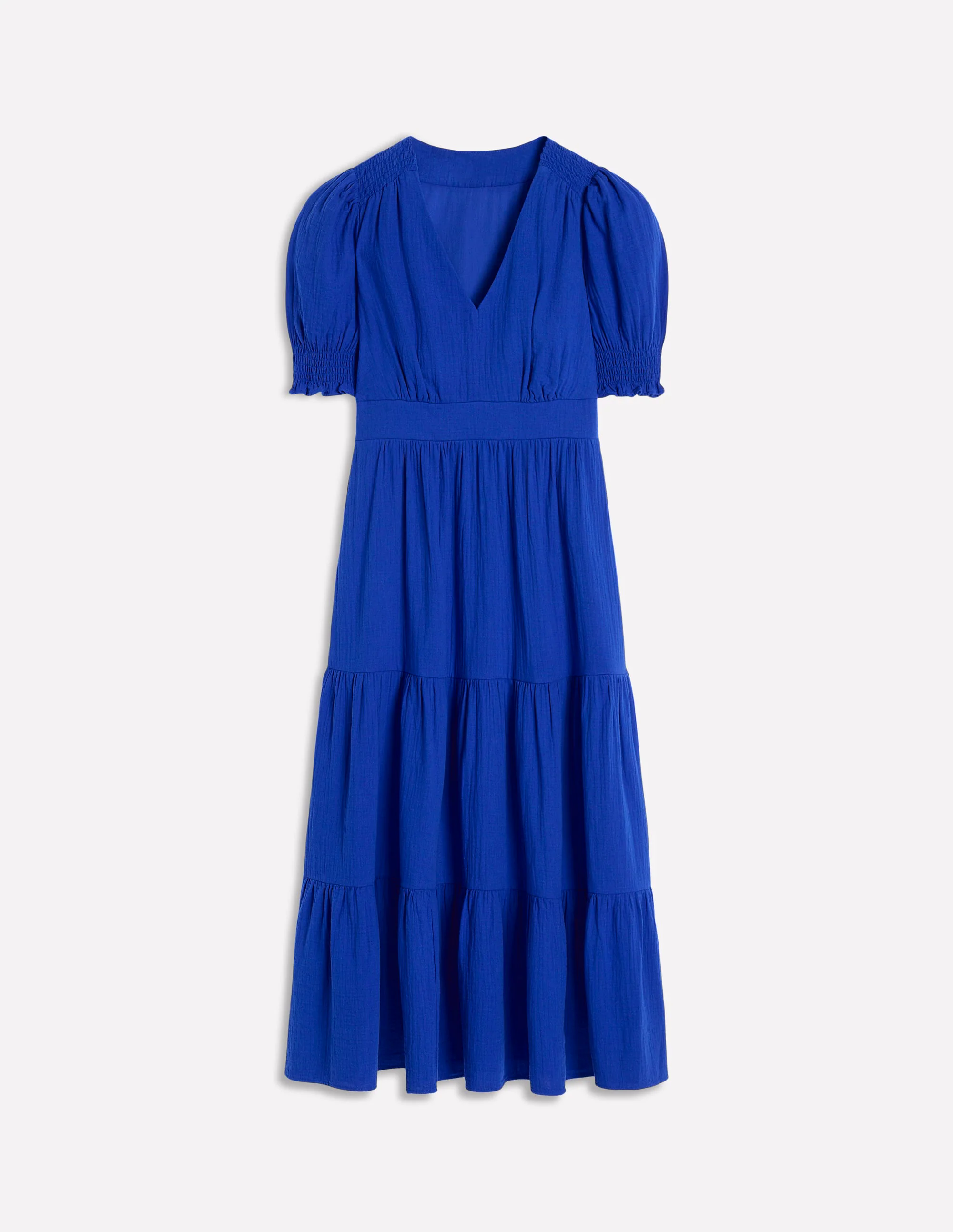 Anna Double Cloth Midi Dress-Bright Blue Anna Double Cloth Midi Dress-Bright Blue
