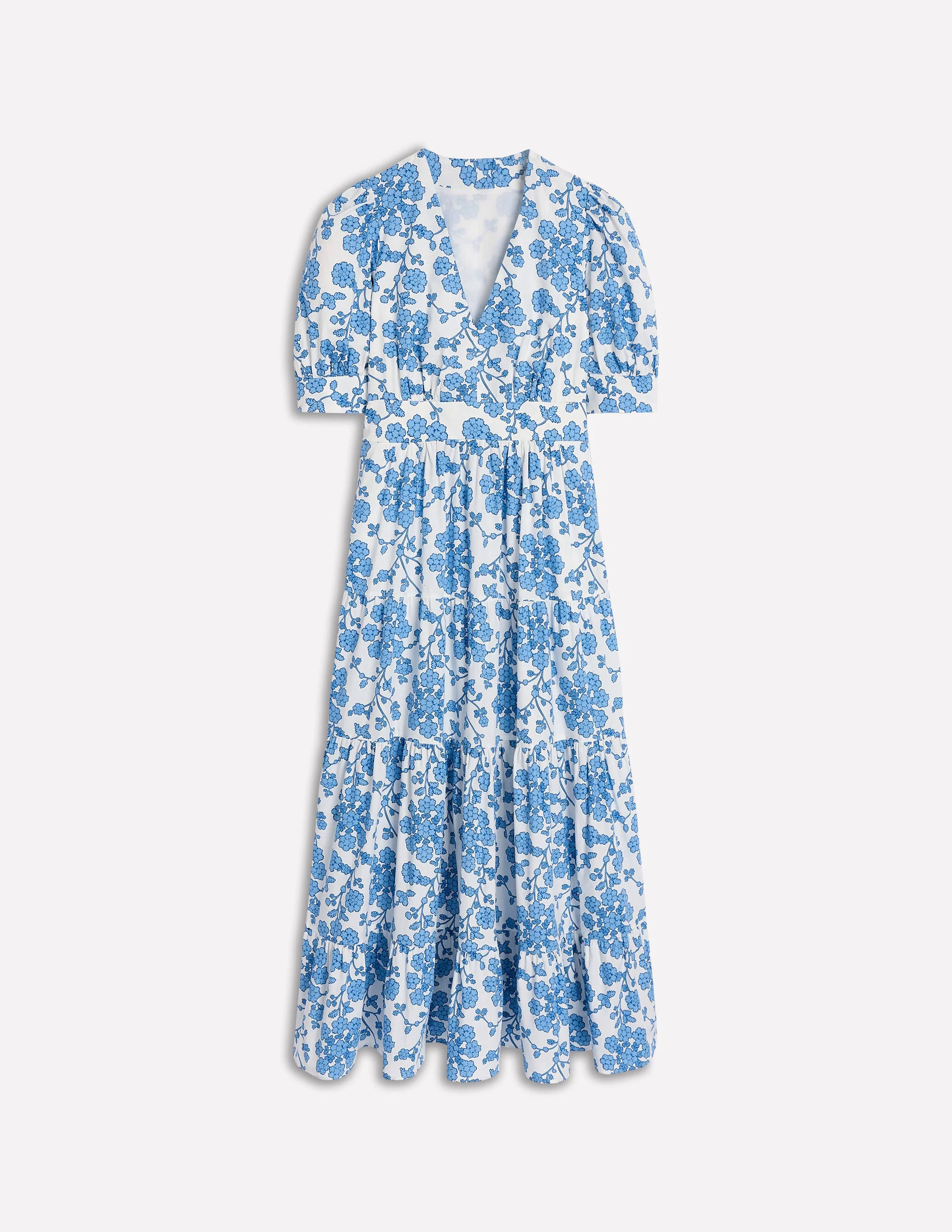 Bella Puff Sleeve Maxi Dress-Ivory, Trailing Yarrow