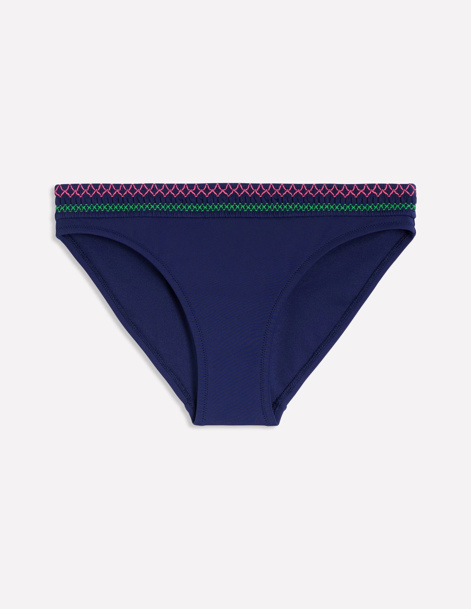 Milos Smocked Bikini Bottoms-Navy
