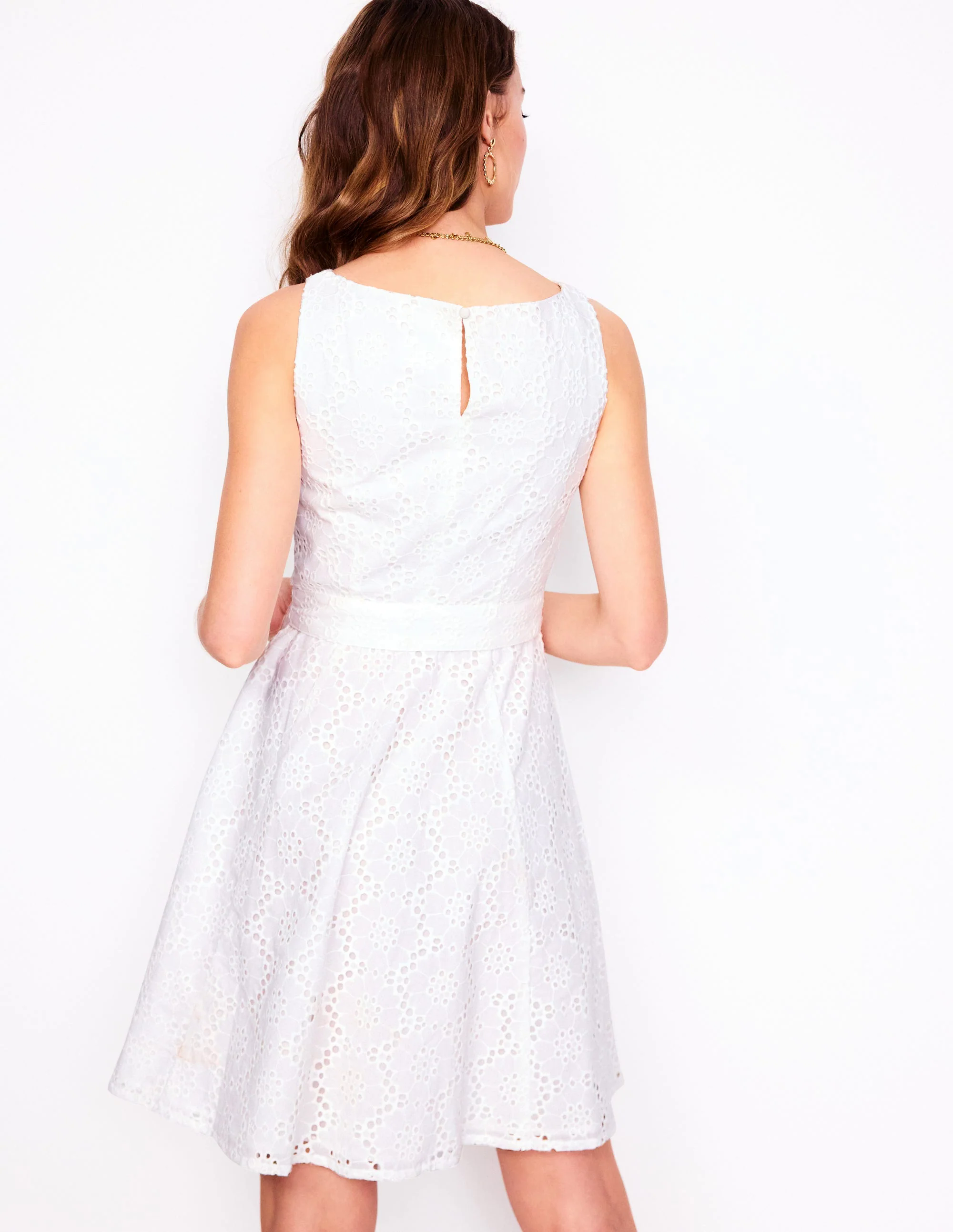 Anya Sleeveless Broderie Dress-White Anya Sleeveless Broderie Dress-White