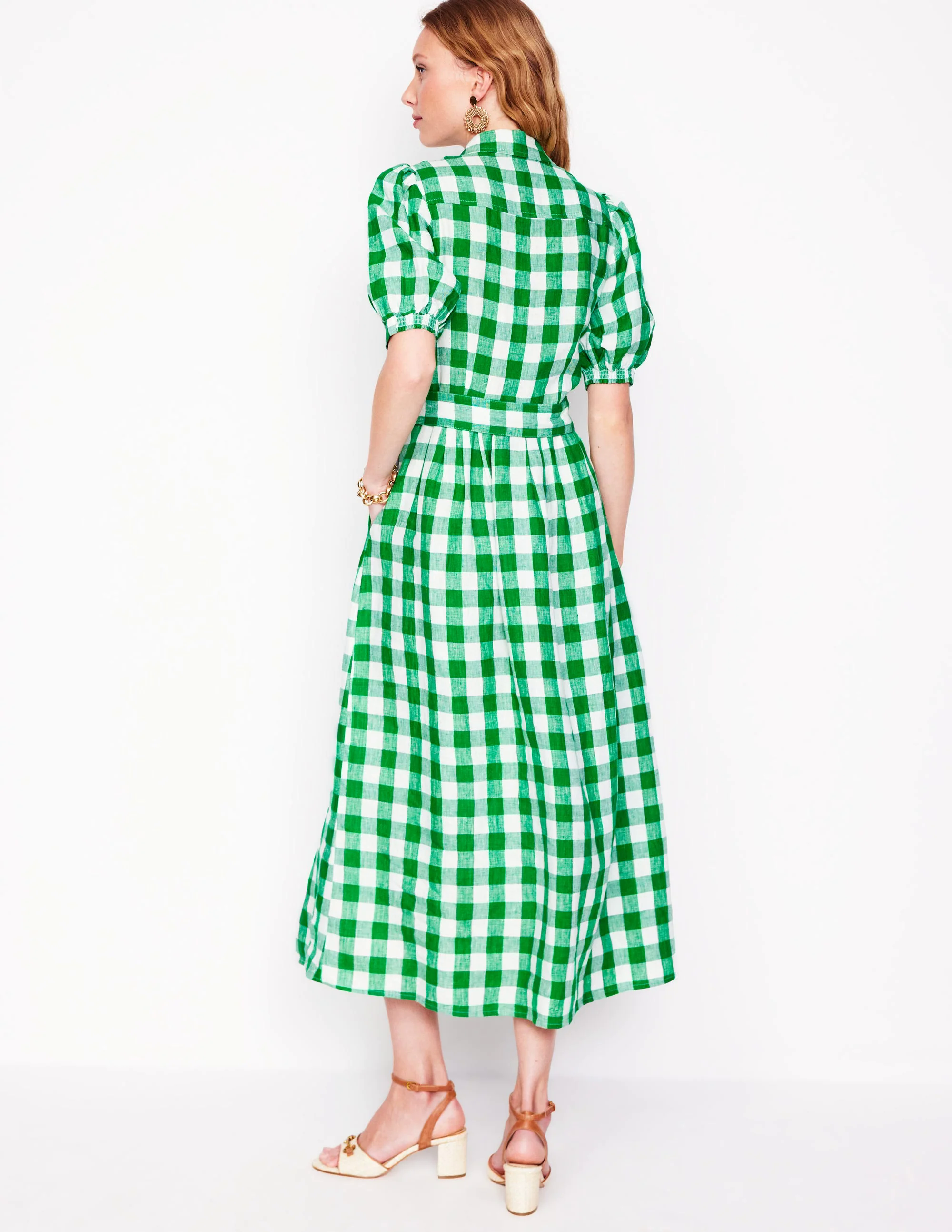 Alexa Linen Maxi Shirt Dress-Rich Emerald Gingham Alexa Linen Maxi Shirt Dress-Rich Emerald Gingham