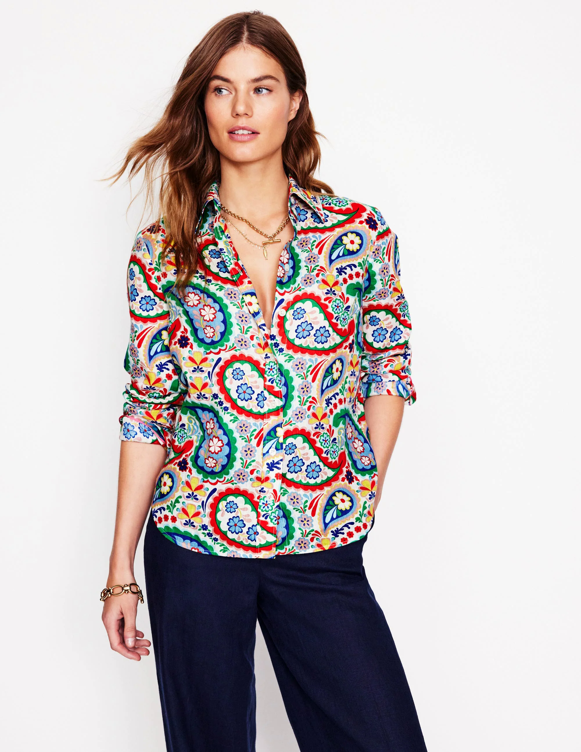 Sienna Linen Shirt-Multi Meadow Paisley Sienna Linen Shirt-Multi Meadow Paisley