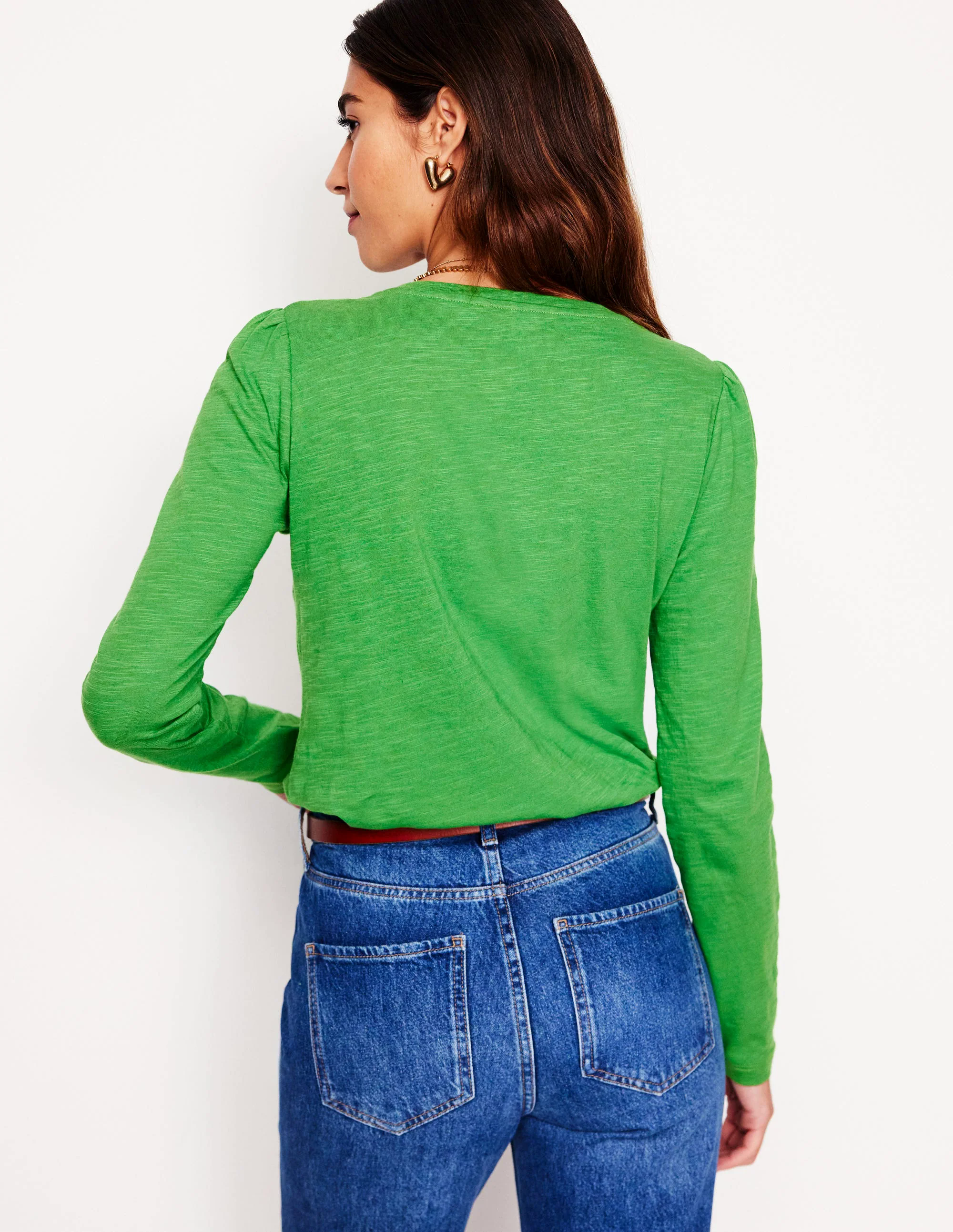 Cotton Crew Long Sleeve Top-Paradise Green Cotton Crew Long Sleeve Top-Paradise Green