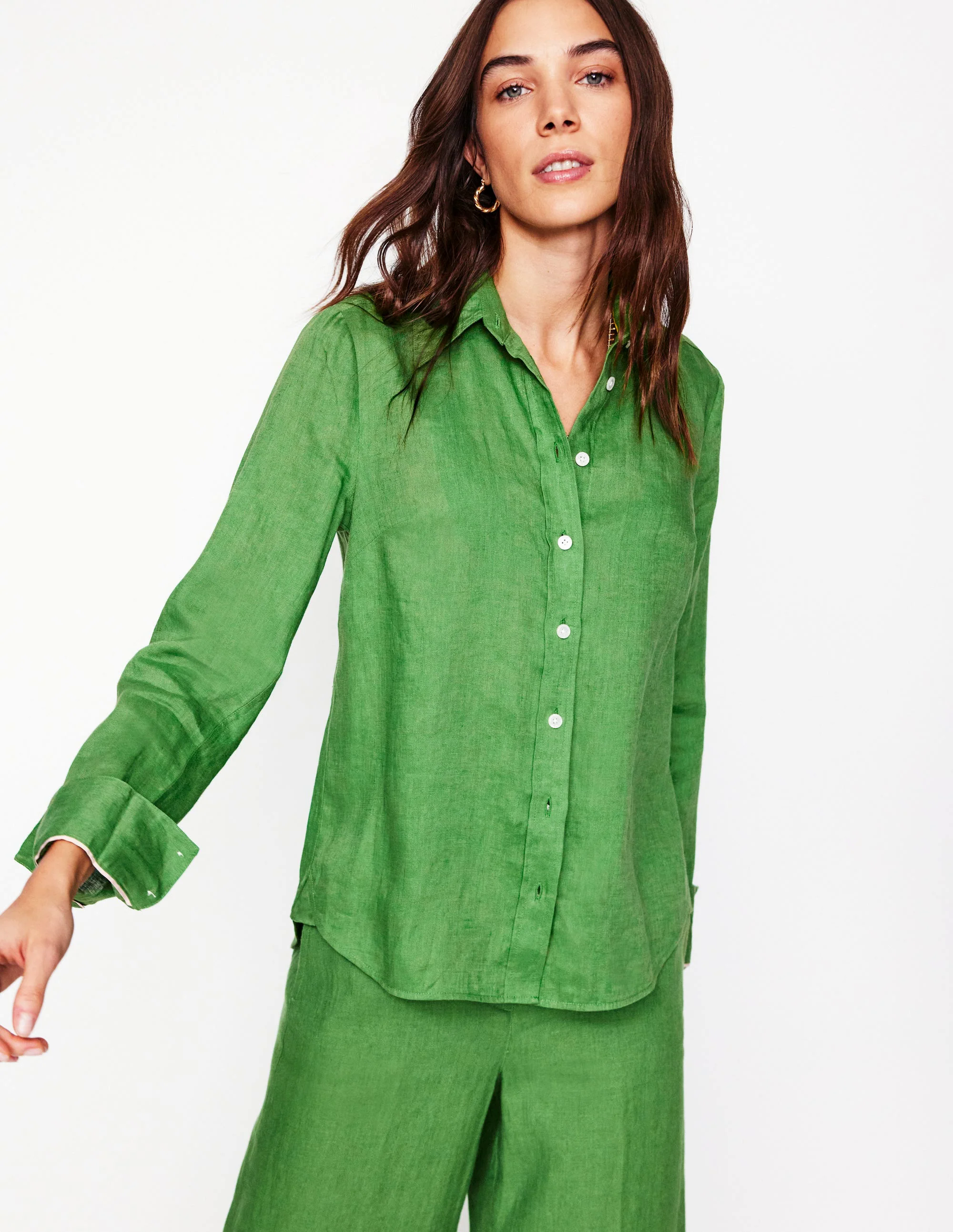 Sienna Linen Shirt-Paradise Green Sienna Linen Shirt-Paradise Green