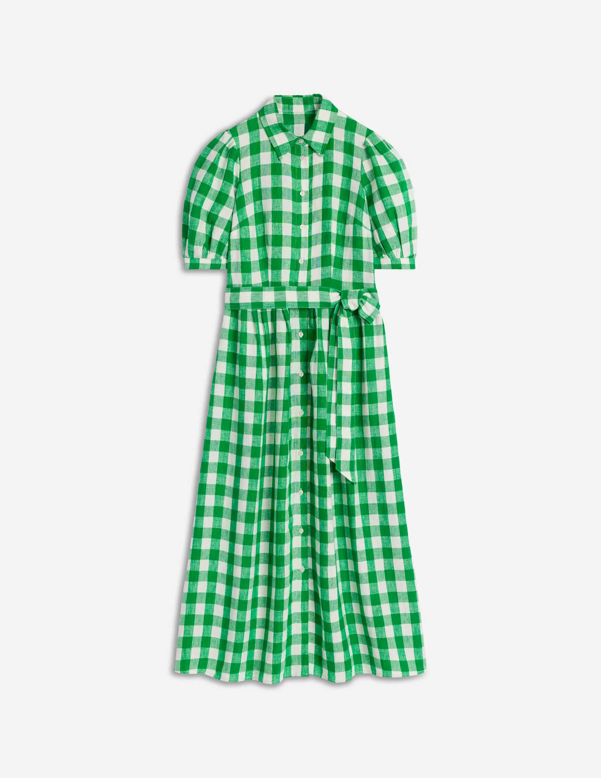 Alexa Linen Maxi Shirt Dress-Rich Emerald Gingham Alexa Linen Maxi Shirt Dress-Rich Emerald Gingham