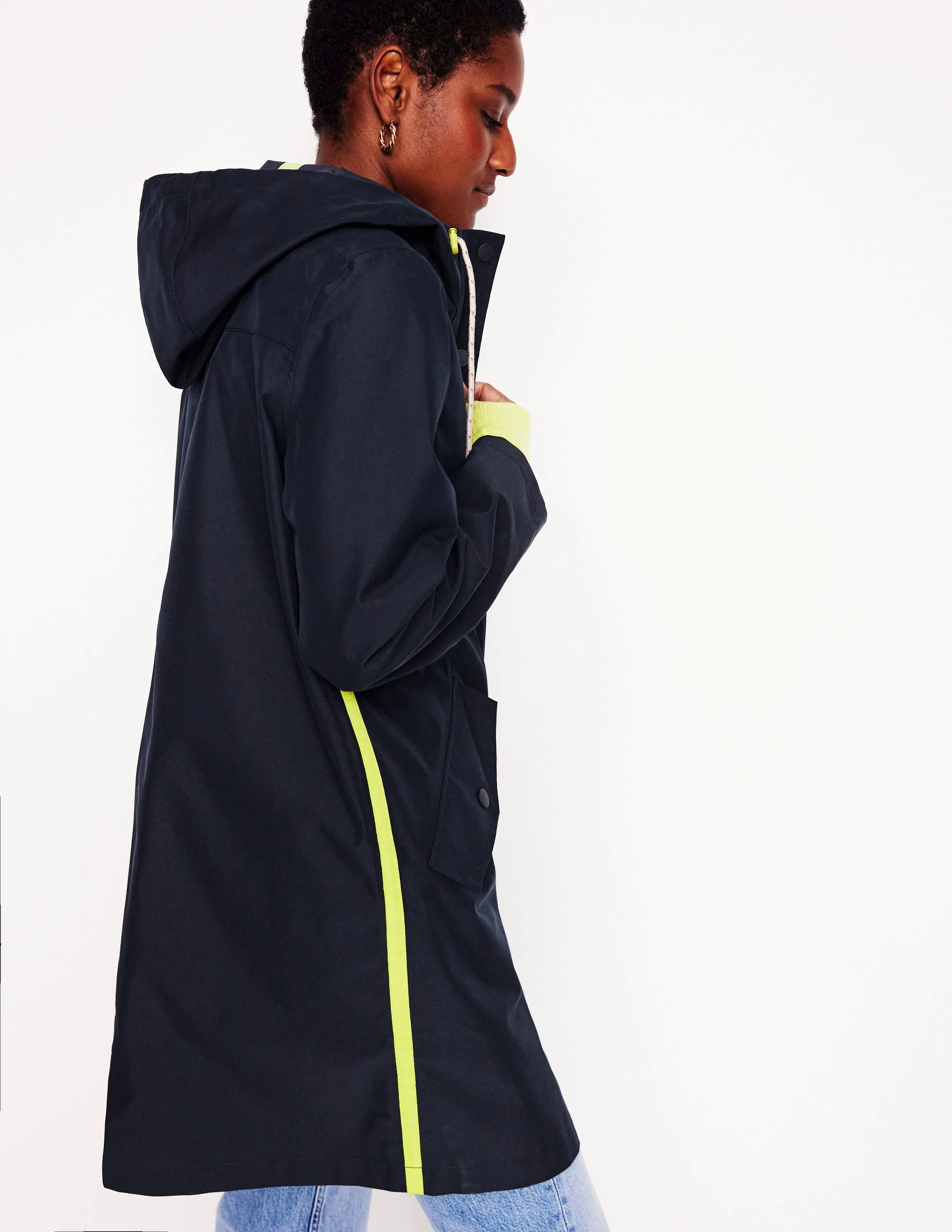 Wells Waterproof Hooded Coat-Navy