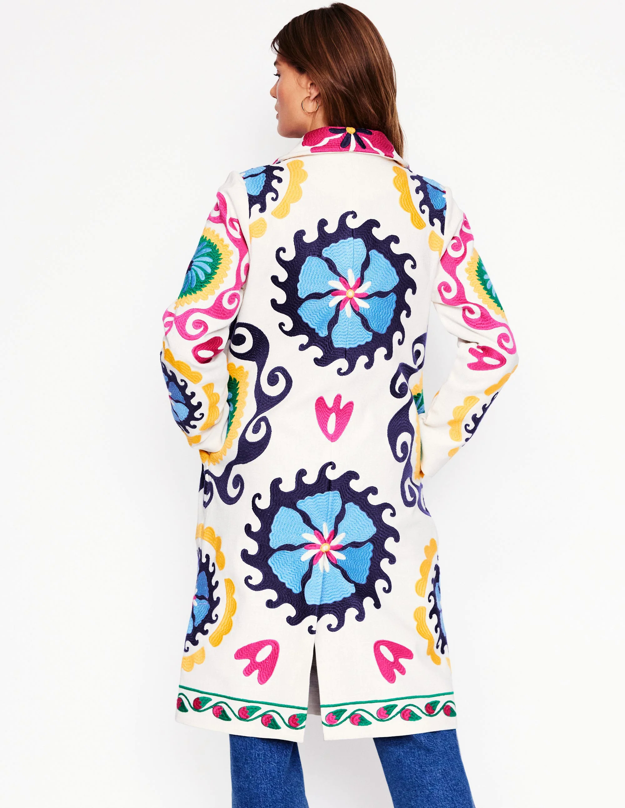 Embroidered Souvenir Coat-Multi, Ornamental Wave