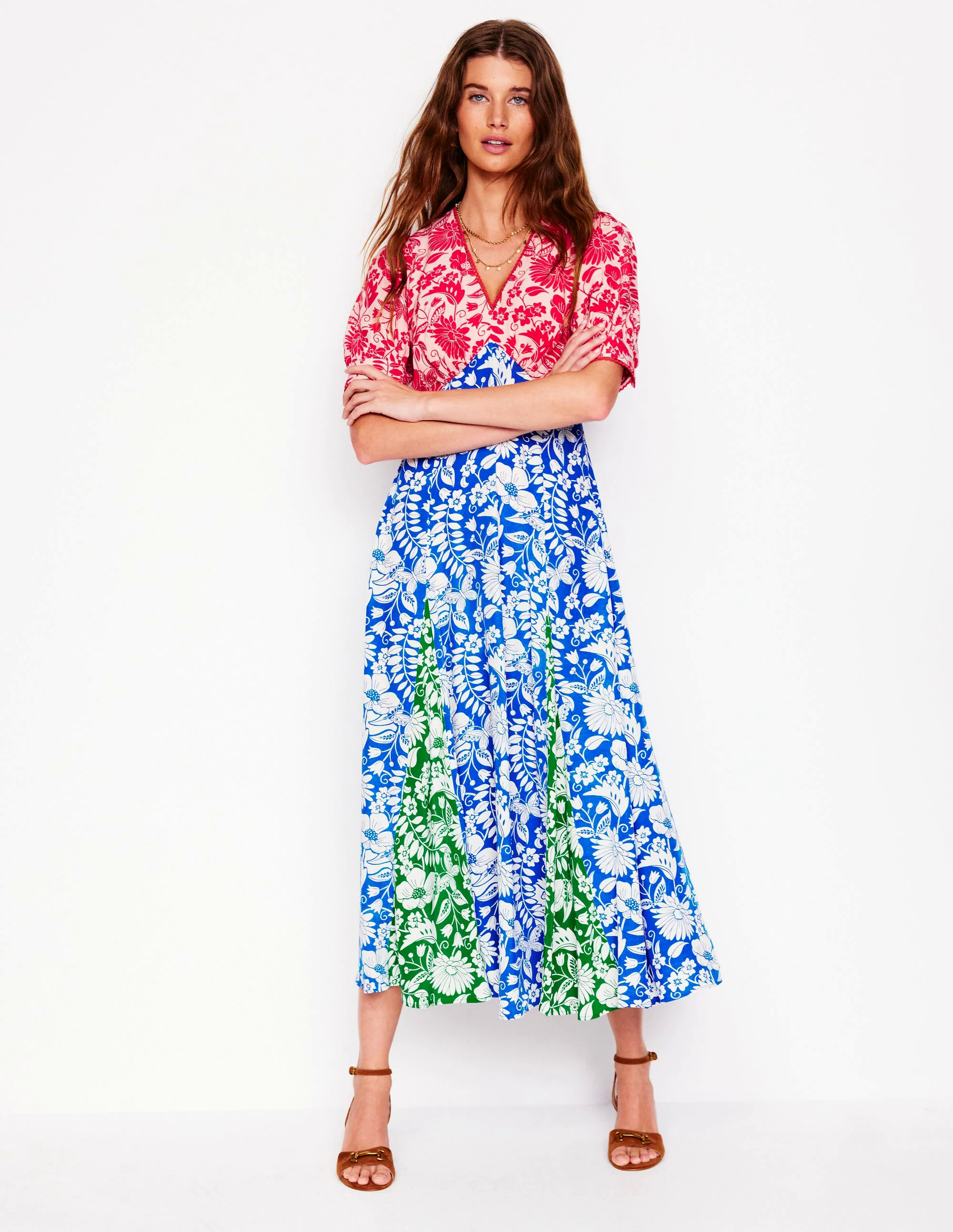 Rosie Godet Tea Dress-Multi, Wildflower Trail Rosie Godet Tea Dress-Multi, Wildflower Trail
