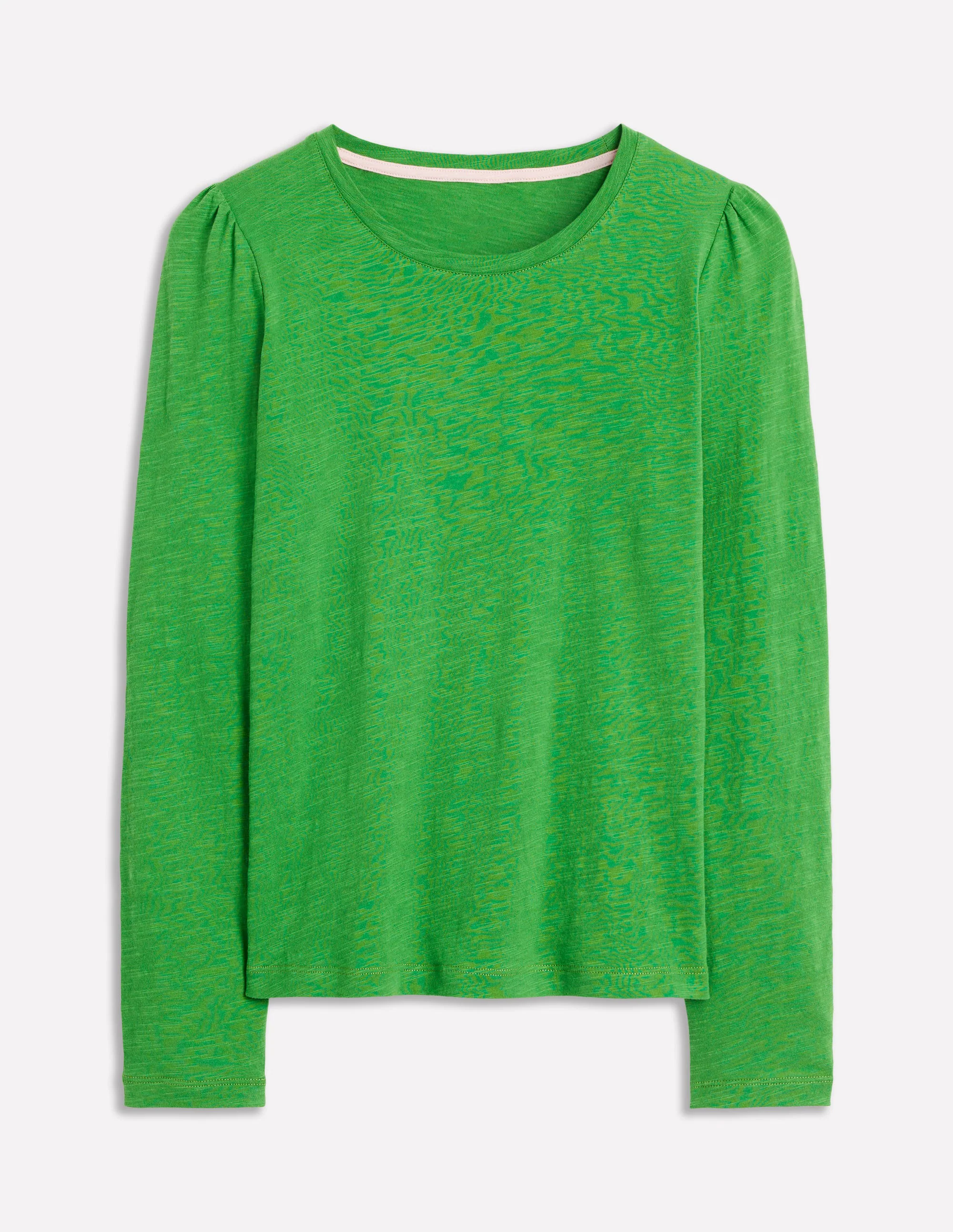 Cotton Crew Long Sleeve Top-Paradise Green Cotton Crew Long Sleeve Top-Paradise Green