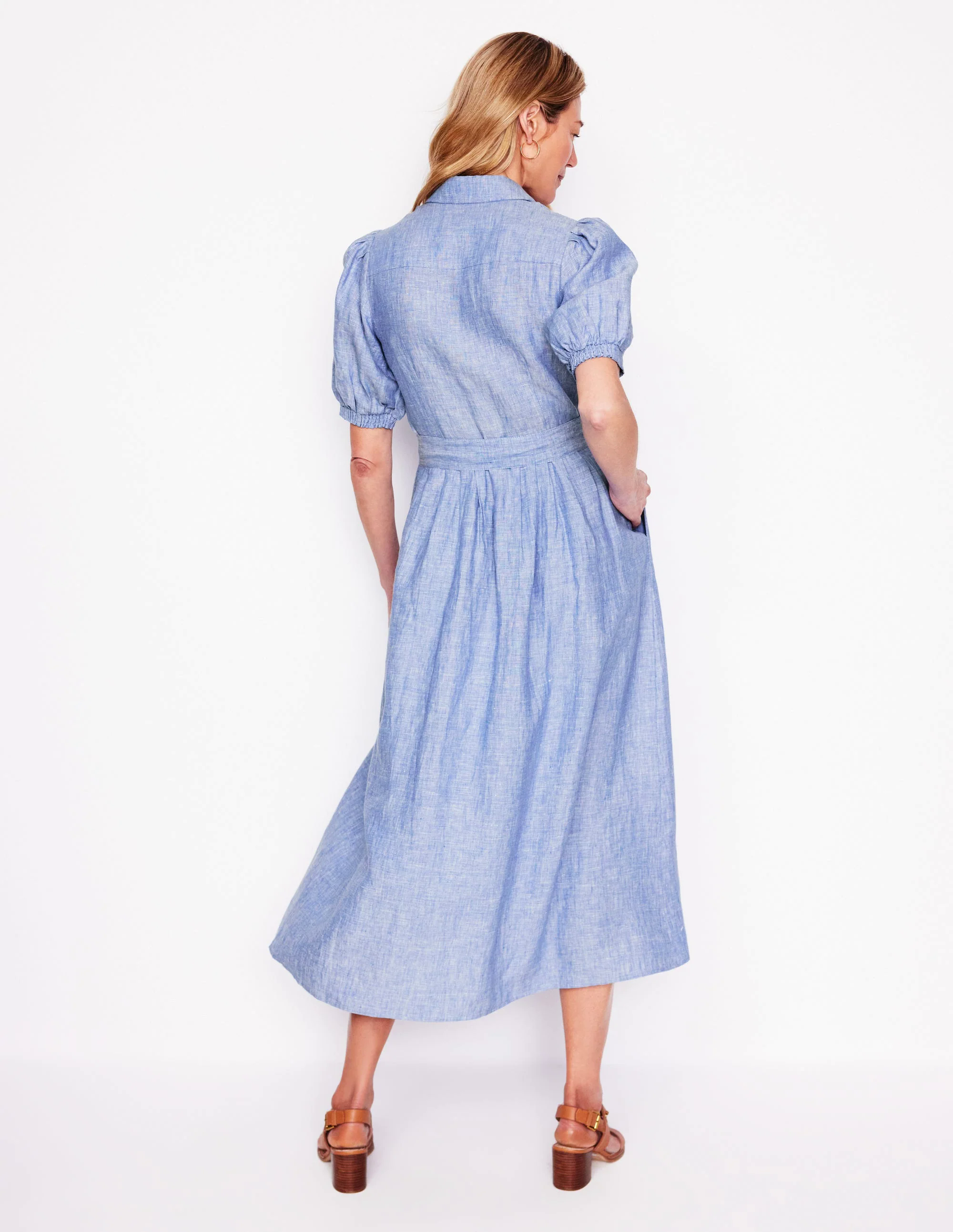 Alexa Linen Maxi Shirt Dress-Grey Blue Chambray Alexa Linen Maxi Shirt Dress-Grey Blue Chambray