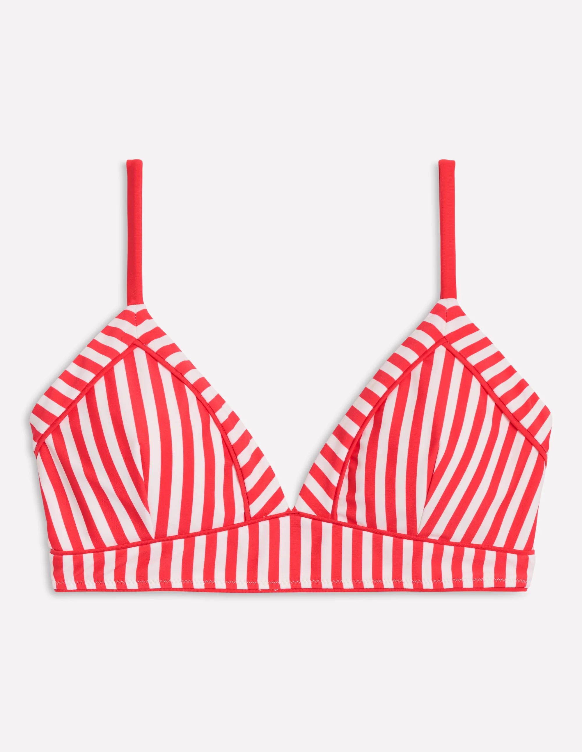 Kasos String V Neck Bikini Top-Coral Punch/Ivory Stripe