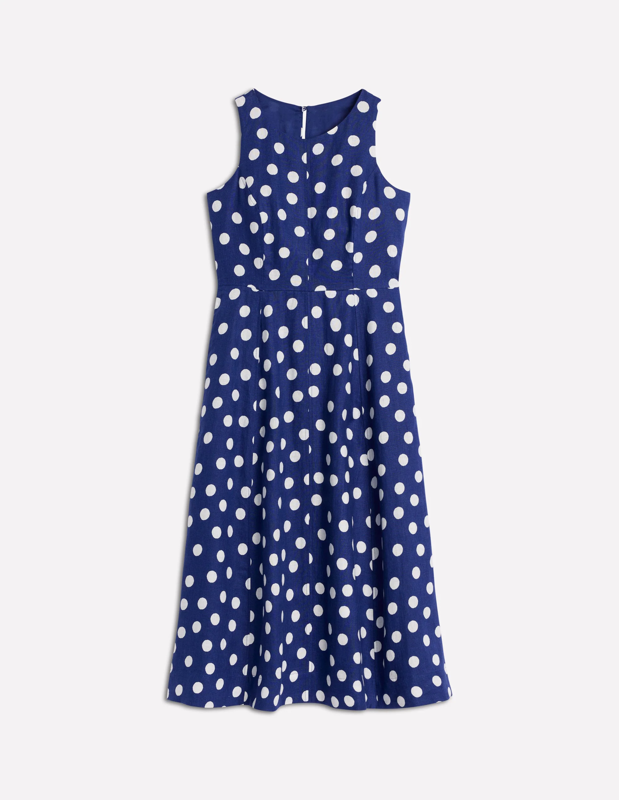 Carla Linen Midi Dress-Starboard Blue, Painted Dot Carla Linen Midi Dress-Starboard Blue, Painted Dot