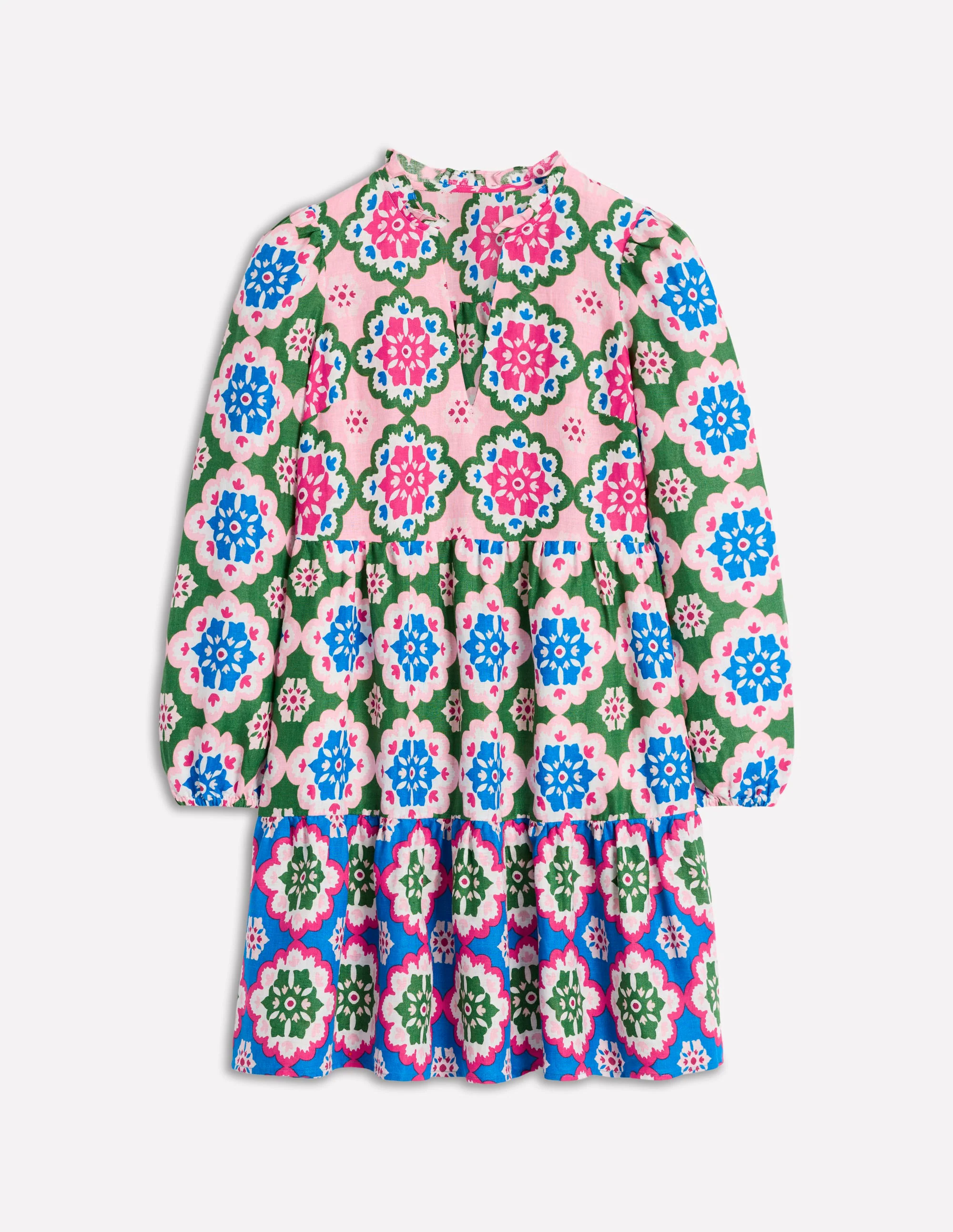 Esme Linen Short Dress-Multi, Bloom Geo