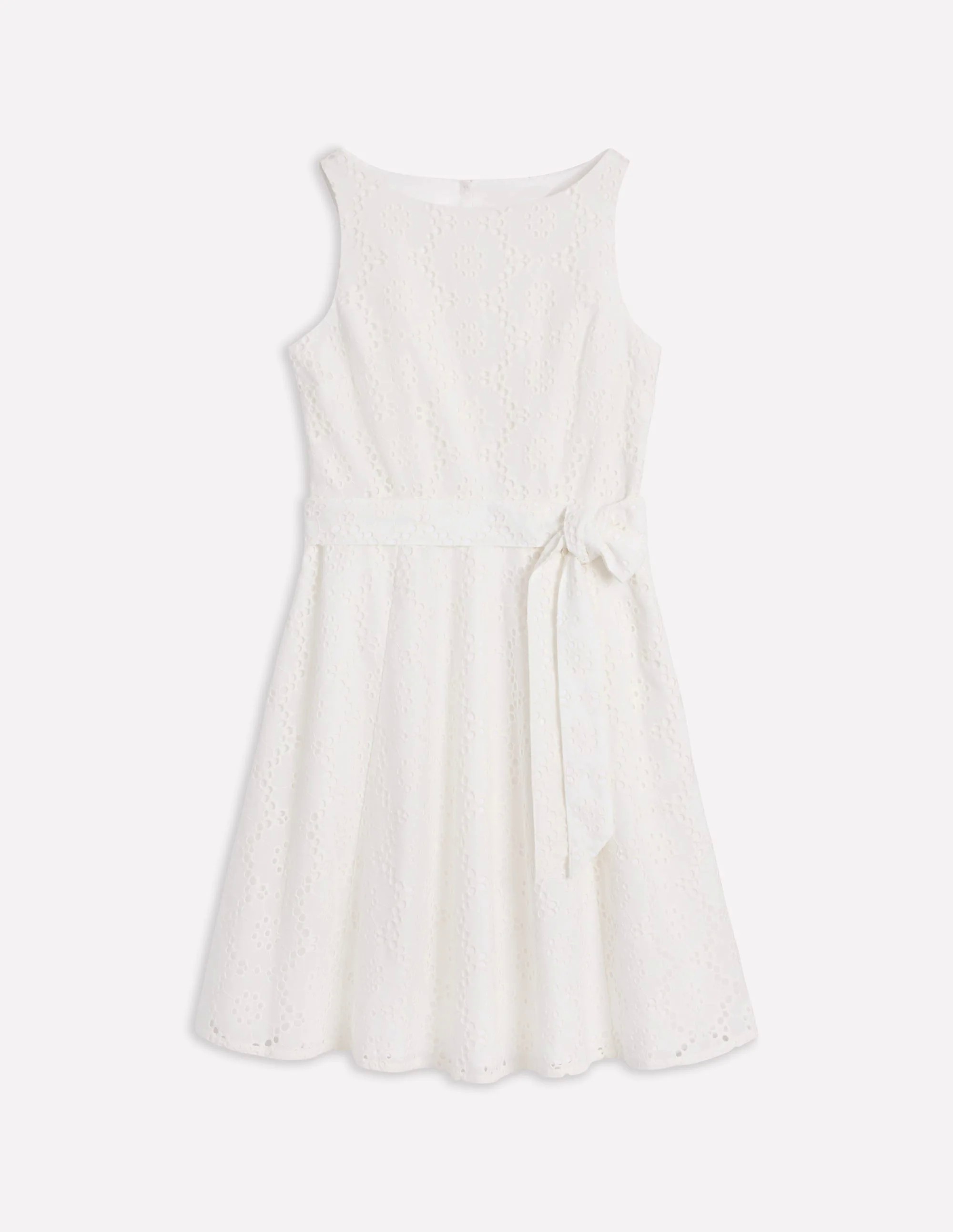 Anya Sleeveless Broderie Dress-White Anya Sleeveless Broderie Dress-White