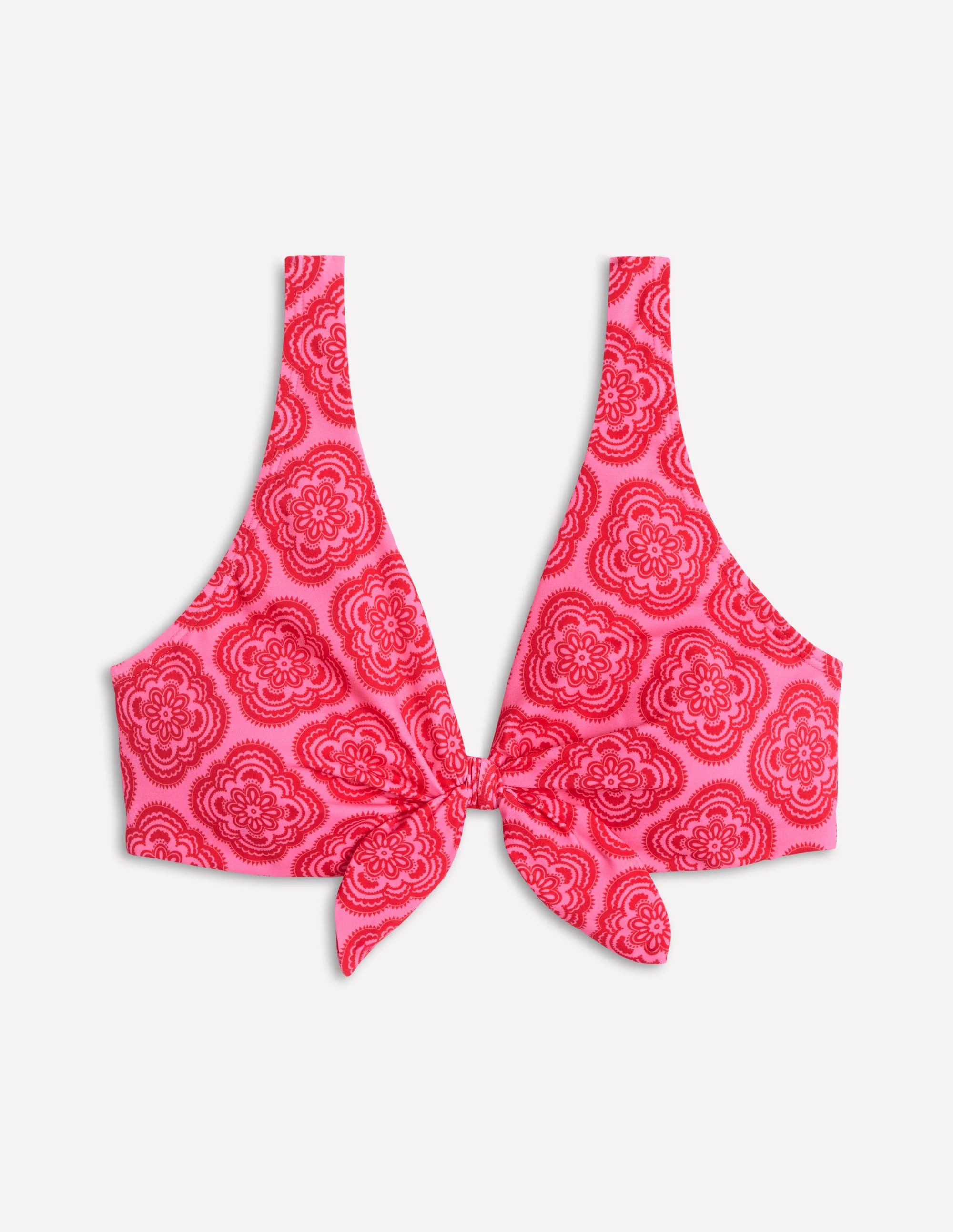 Tie Front Bikini Top-Pink Rose, Botanic Blush
